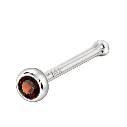 Jewelry Avalanche 22G 14K Gold Bezel-set Garnet Ball-end Nose Stud