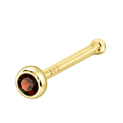 Jewelry Avalanche 22G 14K Gold Bezel-set Garnet Ball-end Nose Stud