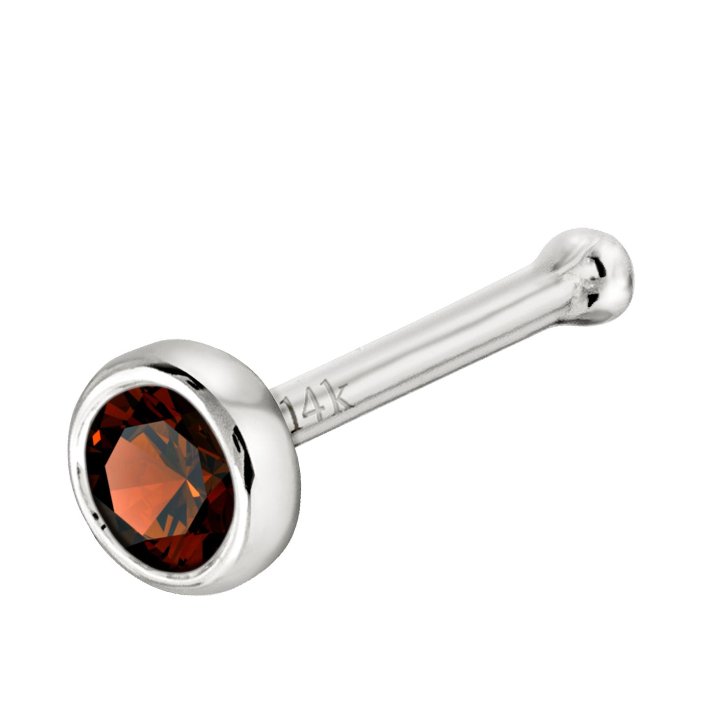 Jewelry Avalanche 22G 14K Gold Bezel-set Garnet Ball-end Nose Stud