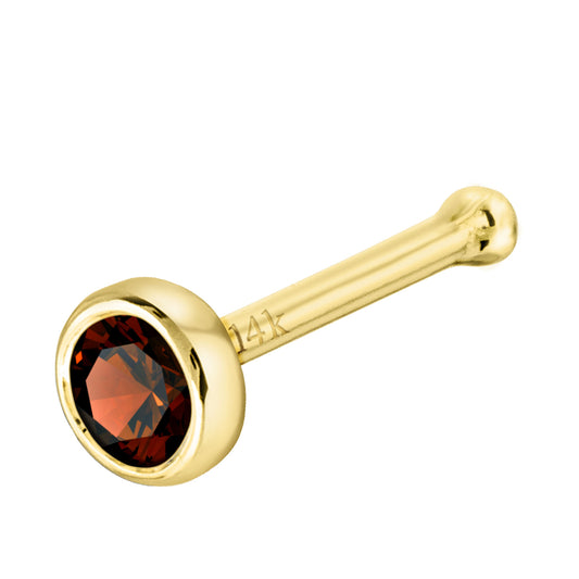 Jewelry Avalanche 22G 14K Gold Bezel-set Garnet Ball-end Nose Stud