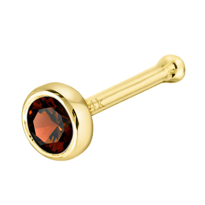 Jewelry Avalanche 22G 14K Gold Bezel-set Garnet Ball-end Nose Stud