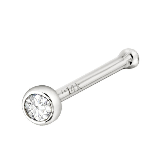 Jewelry Avalanche 22G 14K Gold Bezel-set Moissanite Ball-end Nose Stud