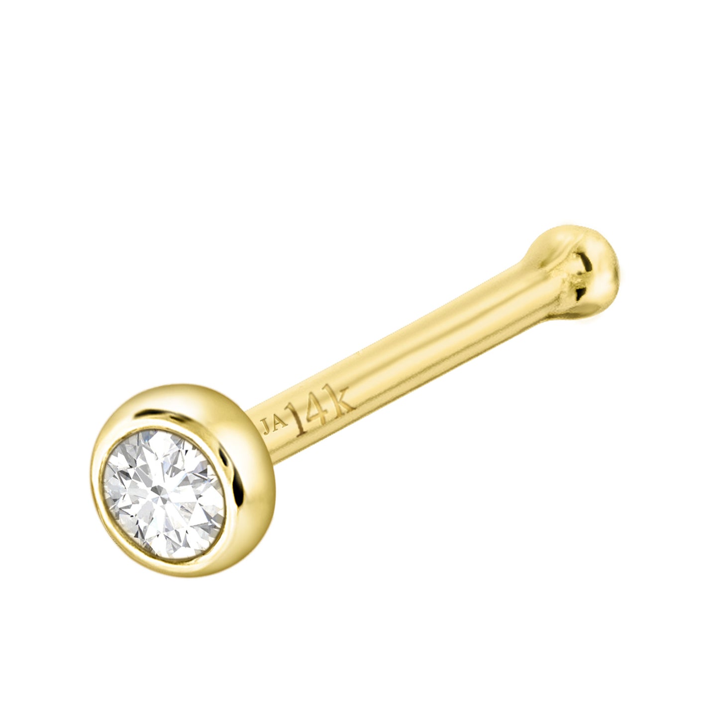Jewelry Avalanche 22G 14K Gold Bezel-set Moissanite Ball-end Nose Stud