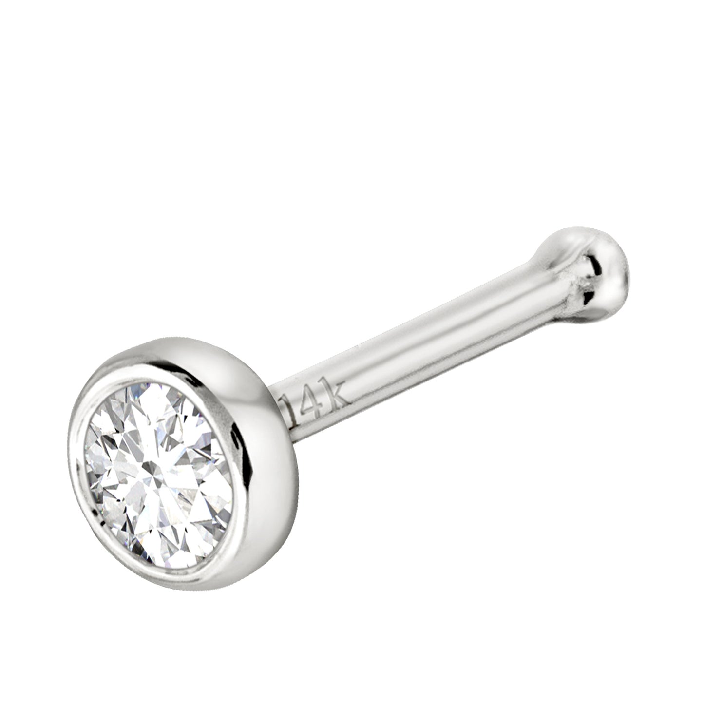 Jewelry Avalanche 22G 14K Gold Bezel-set Moissanite Ball-end Nose Stud