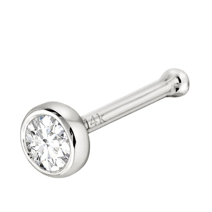 Jewelry Avalanche 22G 14K Gold Bezel-set Moissanite Ball-end Nose Stud