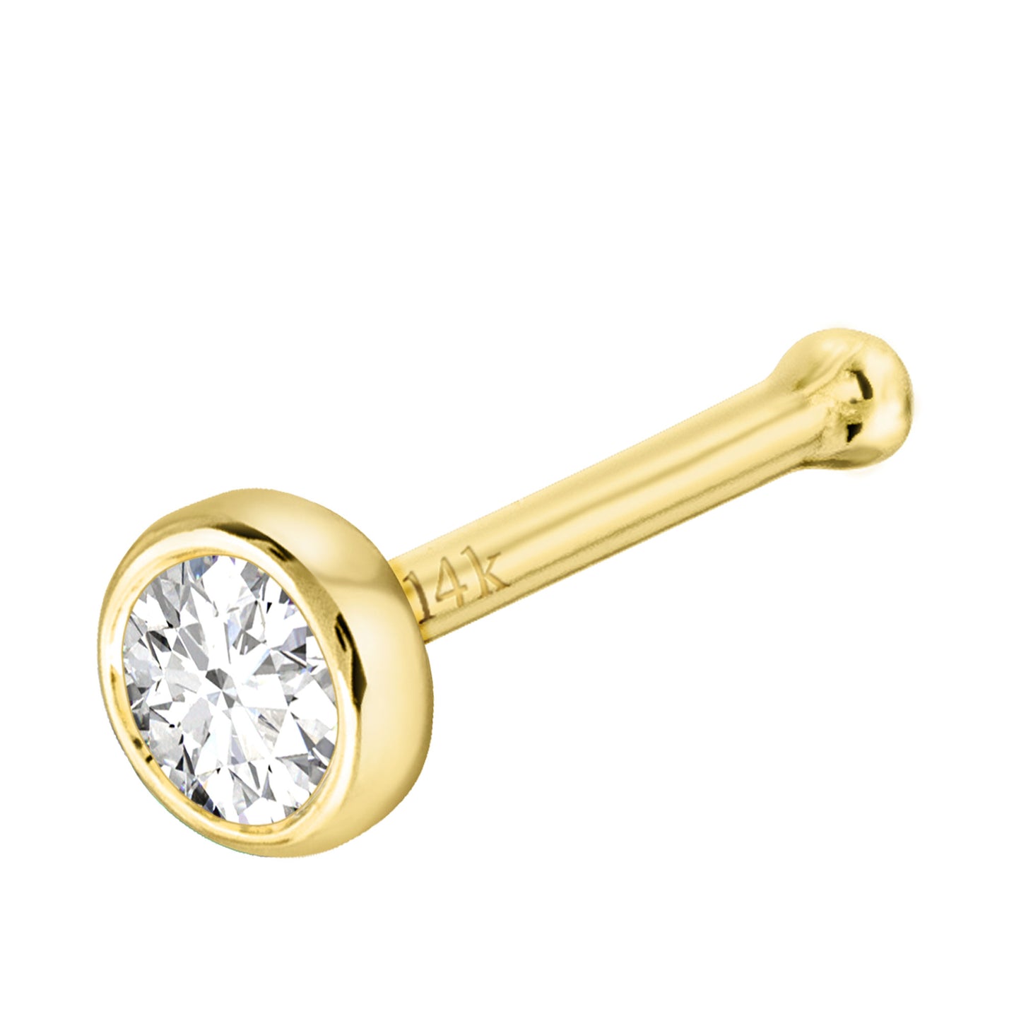 Jewelry Avalanche 22G 14K Gold Bezel-set Moissanite Ball-end Nose Stud
