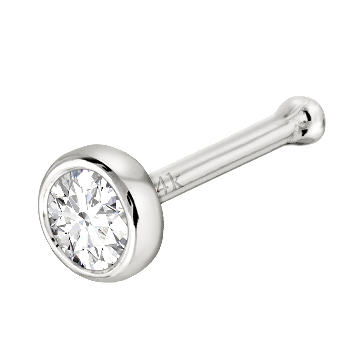 Jewelry Avalanche 22G 14K Gold Bezel-set Moissanite Ball-end Nose Stud