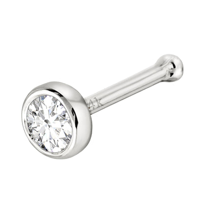 Jewelry Avalanche 22G 14K Gold Bezel-set Moissanite Ball-end Nose Stud
