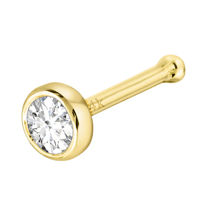 Jewelry Avalanche 22G 14K Gold Bezel-set Moissanite Ball-end Nose Stud