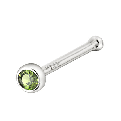 Jewelry Avalanche 22G 14K Gold Bezel-set Peridot Ball-end Nose Stud