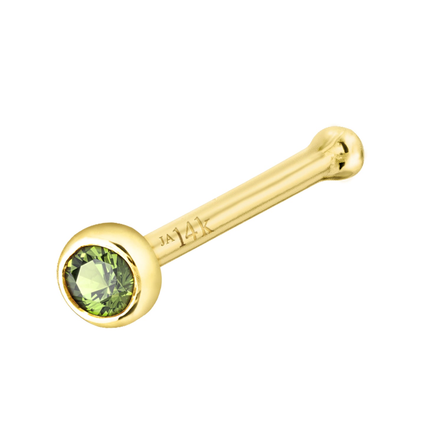 Jewelry Avalanche 22G 14K Gold Bezel-set Peridot Ball-end Nose Stud