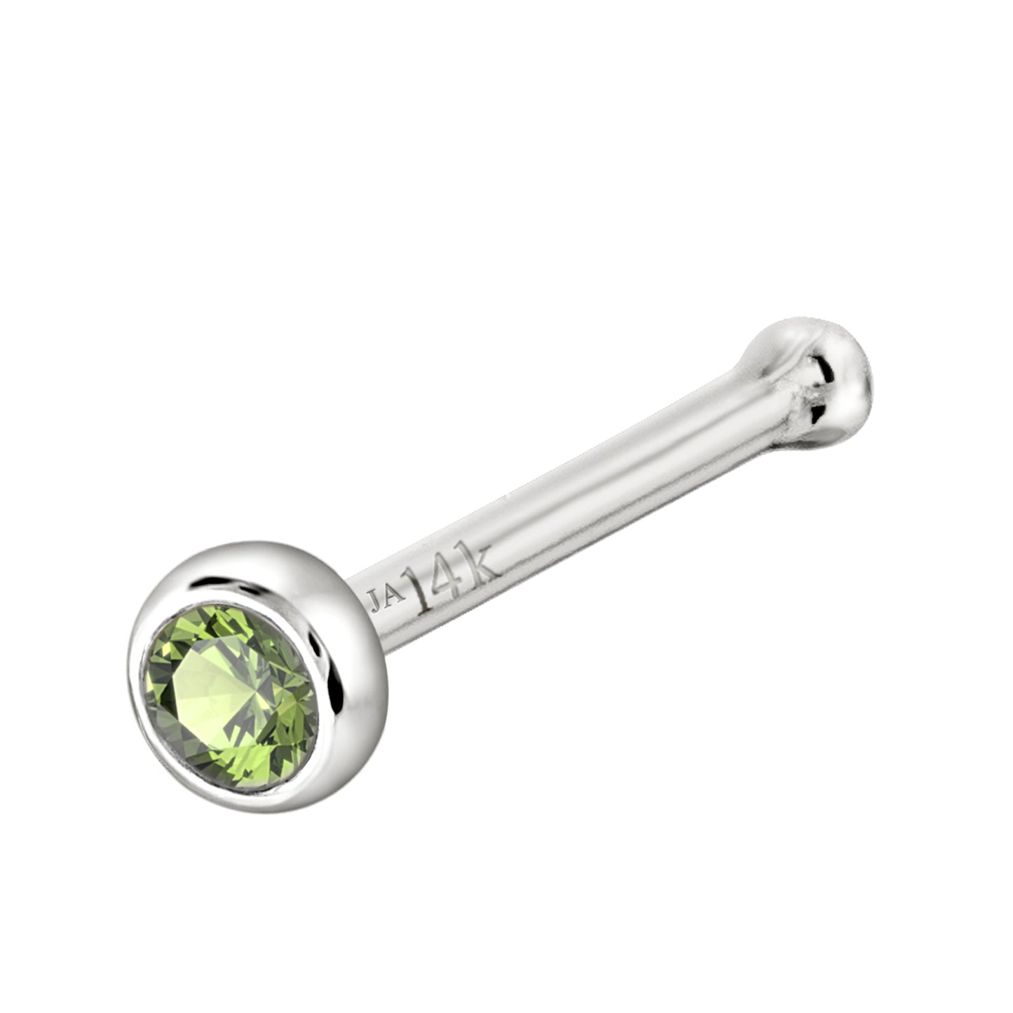 Jewelry Avalanche 22G 14K Gold Bezel-set Peridot Ball-end Nose Stud