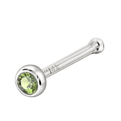 Jewelry Avalanche 22G 14K Gold Bezel-set Peridot Ball-end Nose Stud