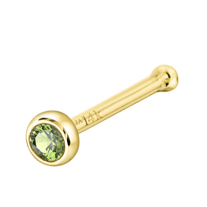 Jewelry Avalanche 22G 14K Gold Bezel-set Peridot Ball-end Nose Stud