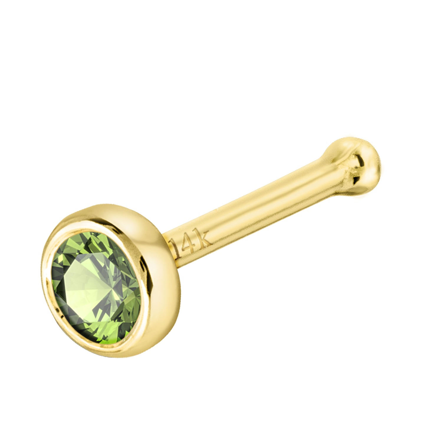 Jewelry Avalanche 22G 14K Gold Bezel-set Peridot Ball-end Nose Stud