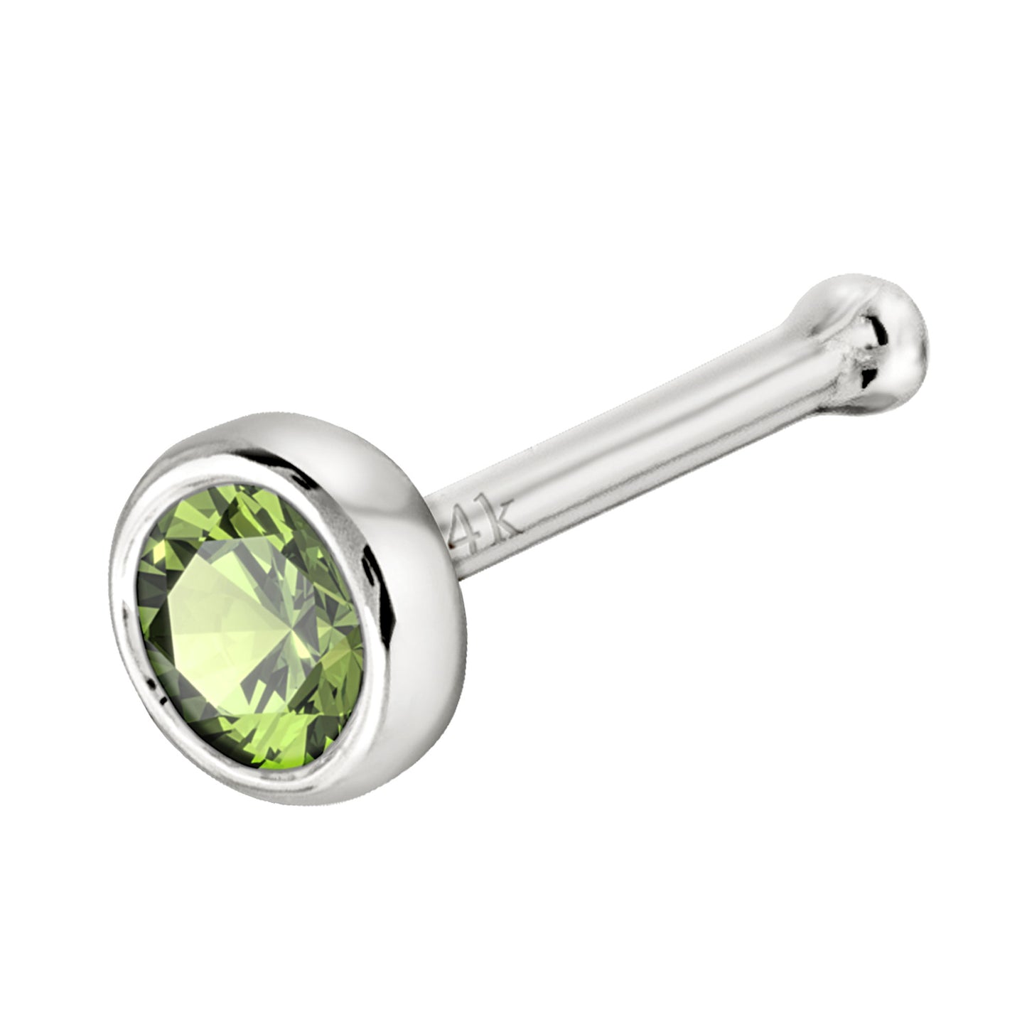 Jewelry Avalanche 22G 14K Gold Bezel-set Peridot Ball-end Nose Stud