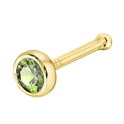 Jewelry Avalanche 22G 14K Gold Bezel-set Peridot Ball-end Nose Stud