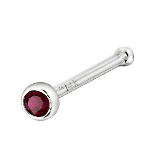 Jewelry Avalanche 22G 14K Gold Bezel-set Ruby Ball-end Nose Stud