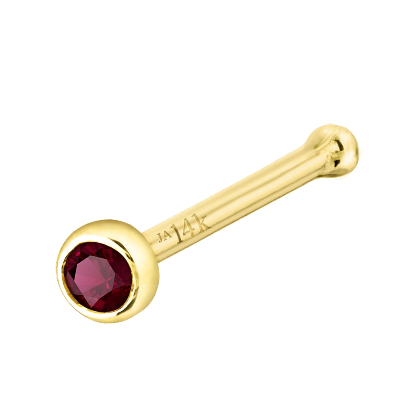 Jewelry Avalanche 22G 14K Gold Bezel-set Ruby Ball-end Nose Stud