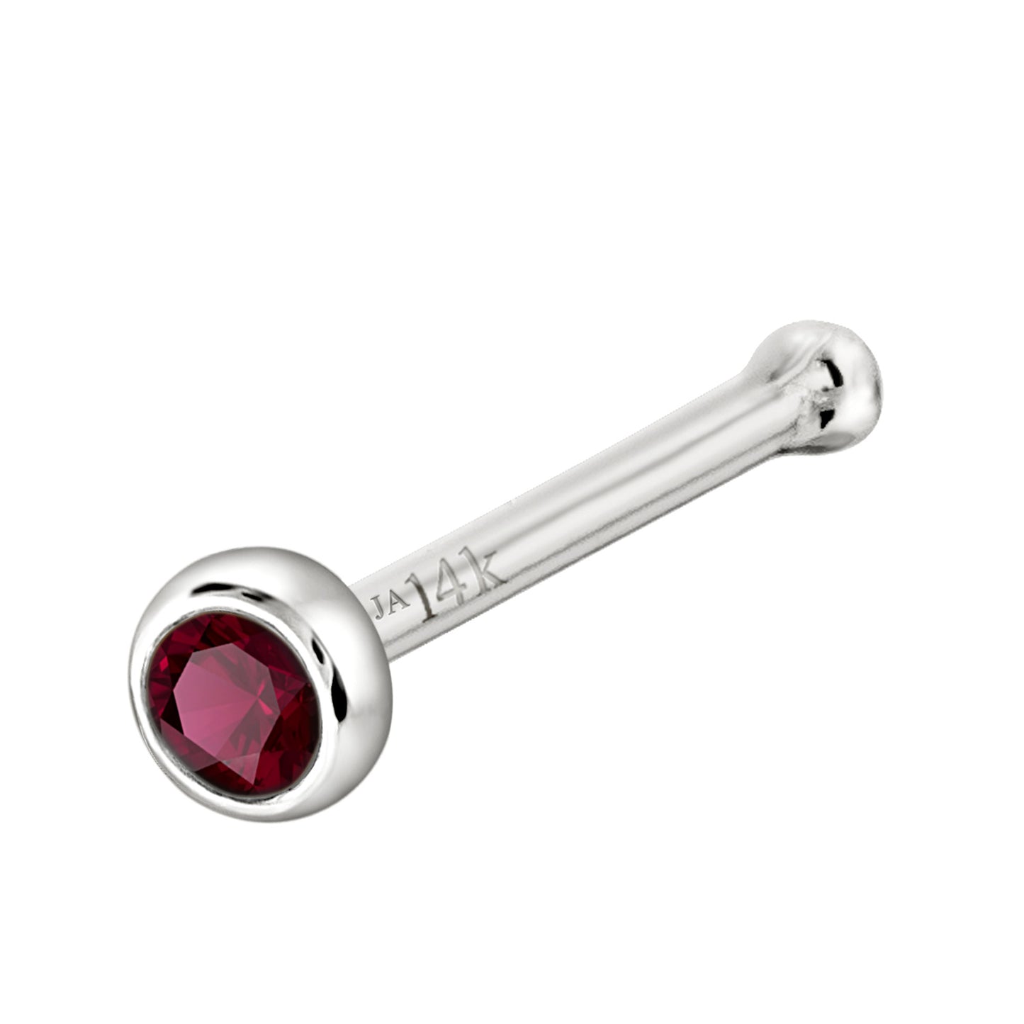Jewelry Avalanche 22G 14K Gold Bezel-set Ruby Ball-end Nose Stud