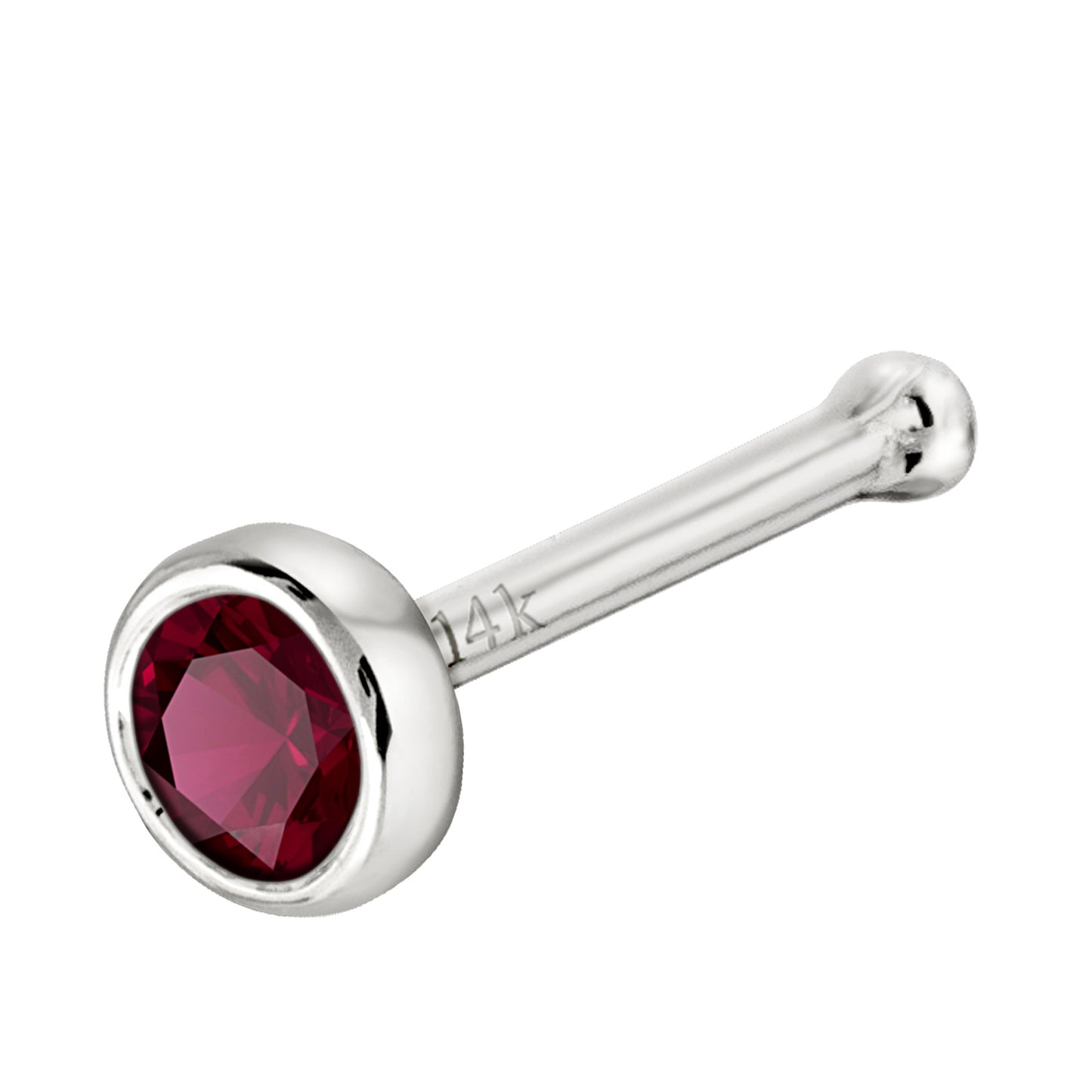 Jewelry Avalanche 22G 14K Gold Bezel-set Ruby Ball-end Nose Stud