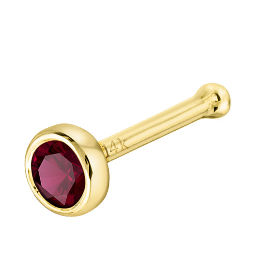 Jewelry Avalanche 22G 14K Gold Bezel-set Ruby Ball-end Nose Stud