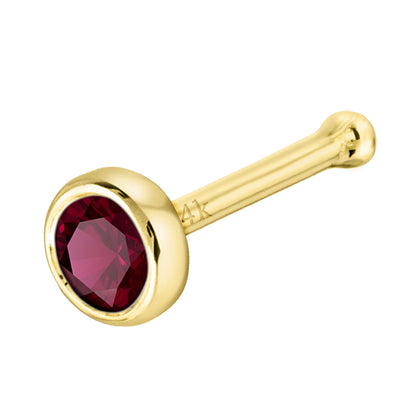 Jewelry Avalanche 22G 14K Gold Bezel-set Ruby Ball-end Nose Stud