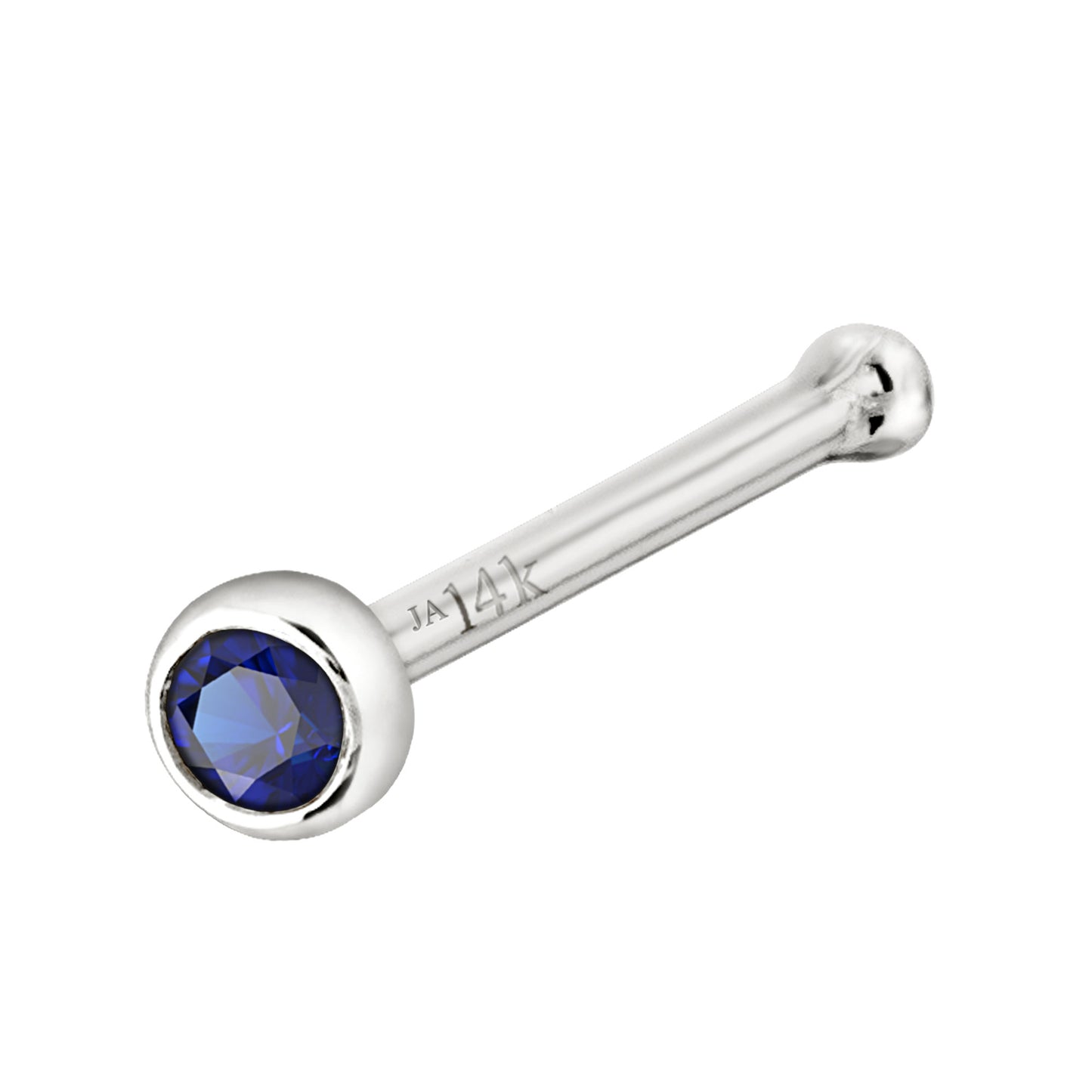Jewelry Avalanche 22G 14K Gold Bezel-set Blue Sapphire Ball-end Nose Stud