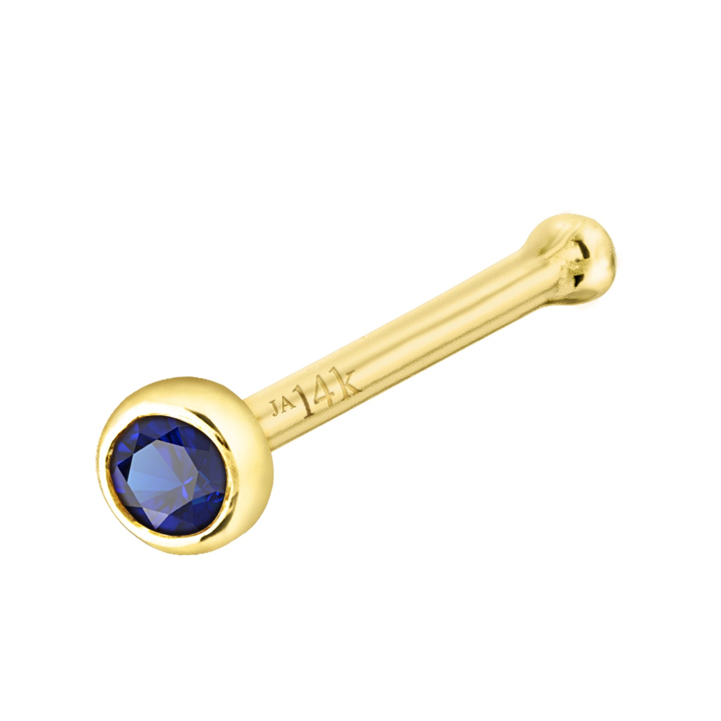 Jewelry Avalanche 22G 14K Gold Bezel-set Blue Sapphire Ball-end Nose Stud