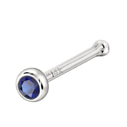 Jewelry Avalanche 22G 14K Gold Bezel-set Blue Sapphire Ball-end Nose Stud