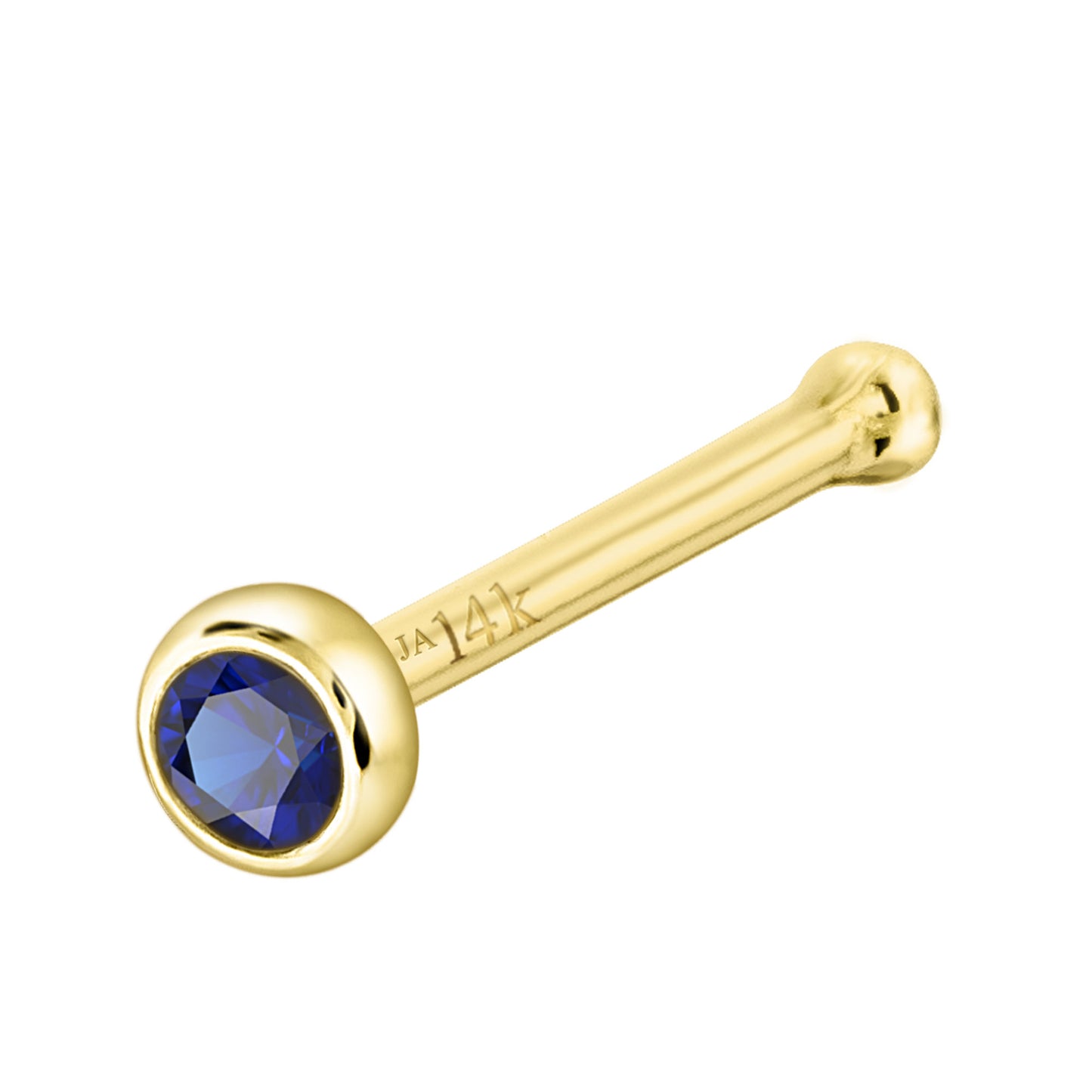 Jewelry Avalanche 22G 14K Gold Bezel-set Blue Sapphire Ball-end Nose Stud