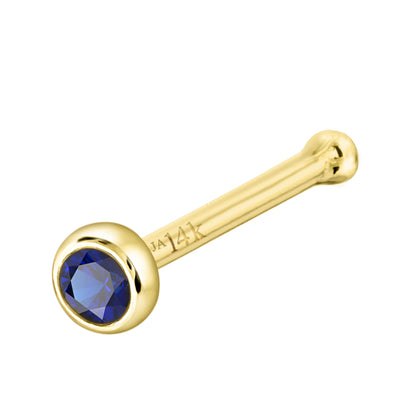 Jewelry Avalanche 22G 14K Gold Bezel-set Blue Sapphire Ball-end Nose Stud