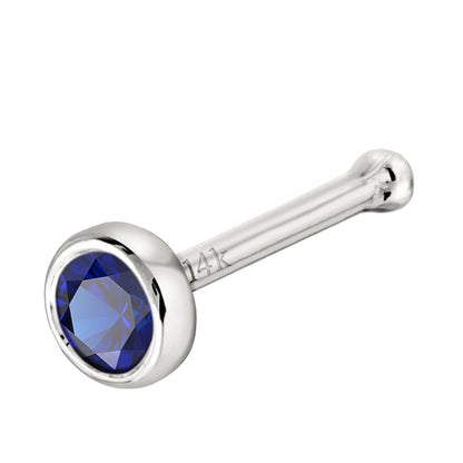 Jewelry Avalanche 22G 14K Gold Bezel-set Blue Sapphire Ball-end Nose Stud