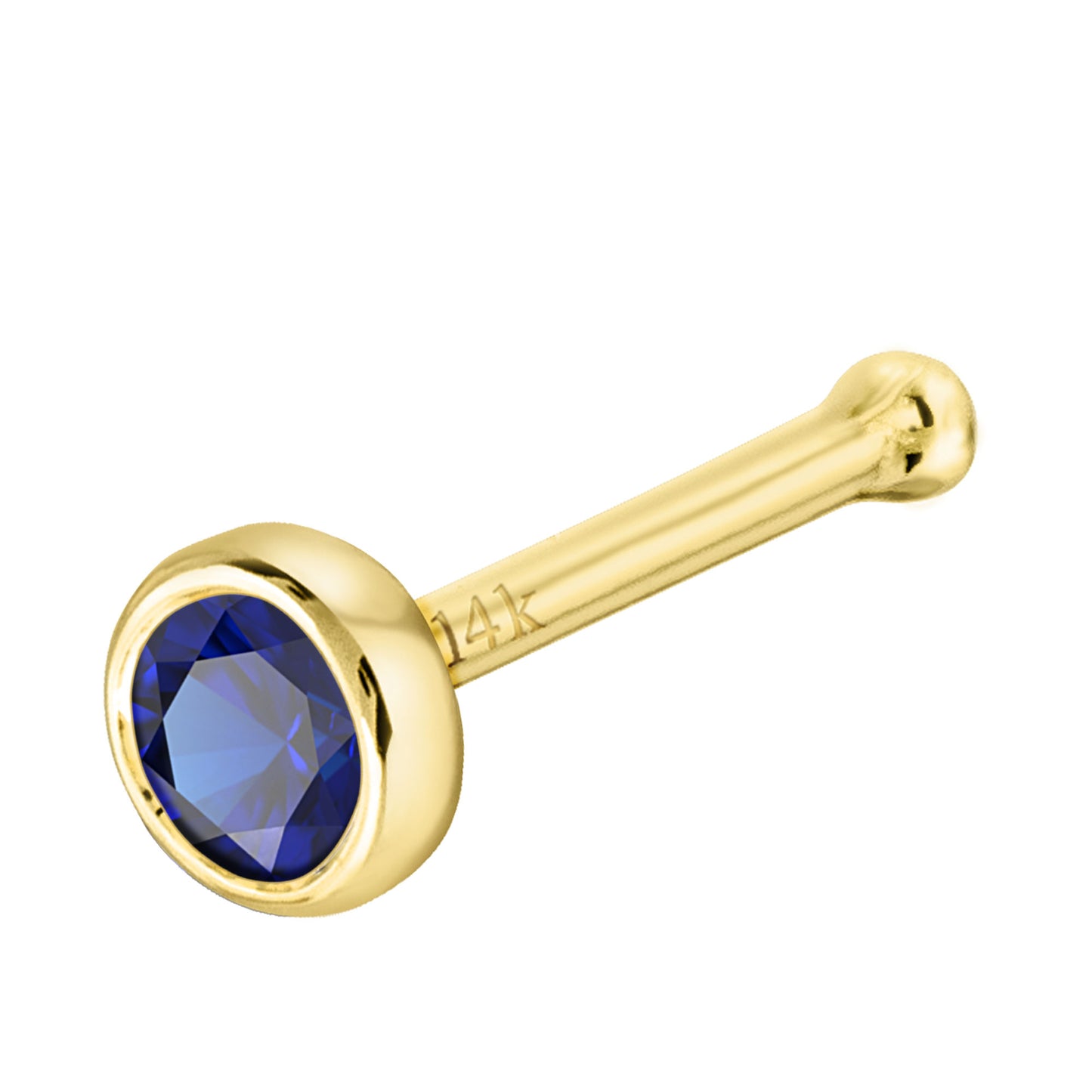 Jewelry Avalanche 22G 14K Gold Bezel-set Blue Sapphire Ball-end Nose Stud