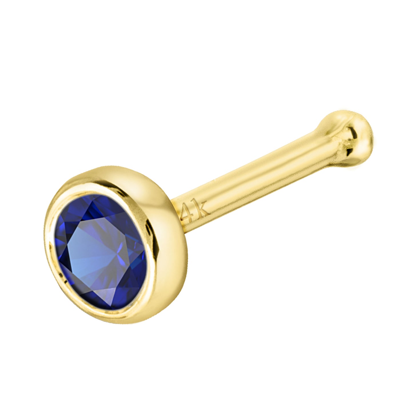 Jewelry Avalanche 22G 14K Gold Bezel-set Blue Sapphire Ball-end Nose Stud
