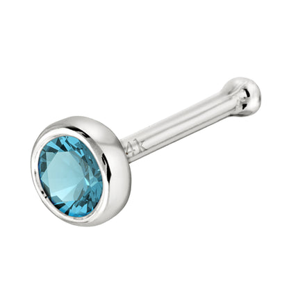 Jewelry Avalanche 22G 14K Gold Bezel-set Blue Topaz Ball-end Nose Stud