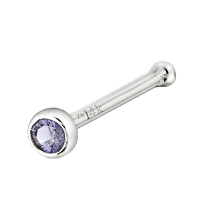 Jewelry Avalanche 22G 14K Gold Bezel-set Tanzanite Ball-end Nose Stud