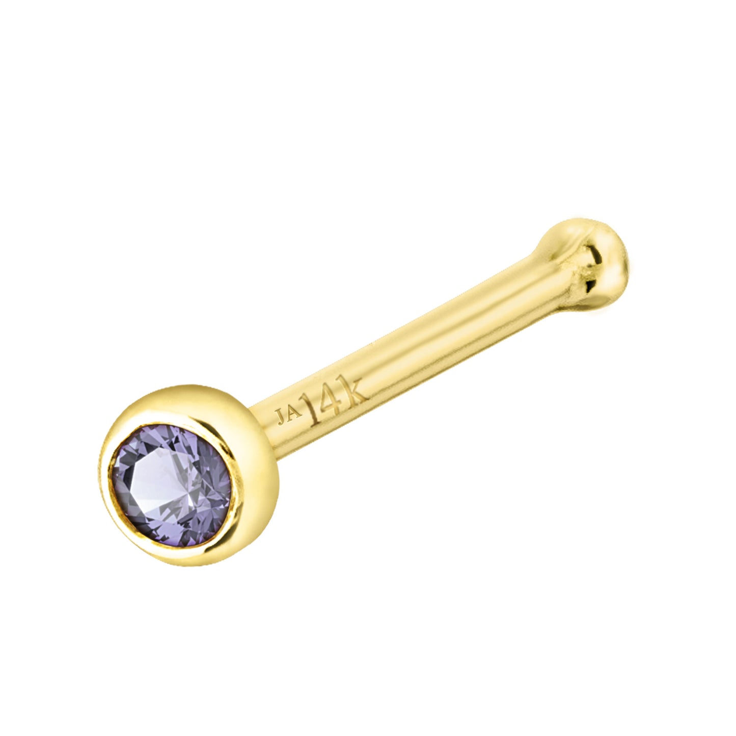 Jewelry Avalanche 22G 14K Gold Bezel-set Tanzanite Ball-end Nose Stud