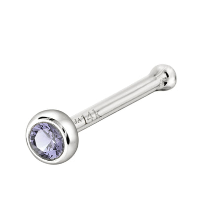 Jewelry Avalanche 22G 14K Gold Bezel-set Tanzanite Ball-end Nose Stud
