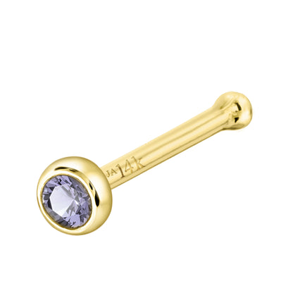 Jewelry Avalanche 22G 14K Gold Bezel-set Tanzanite Ball-end Nose Stud