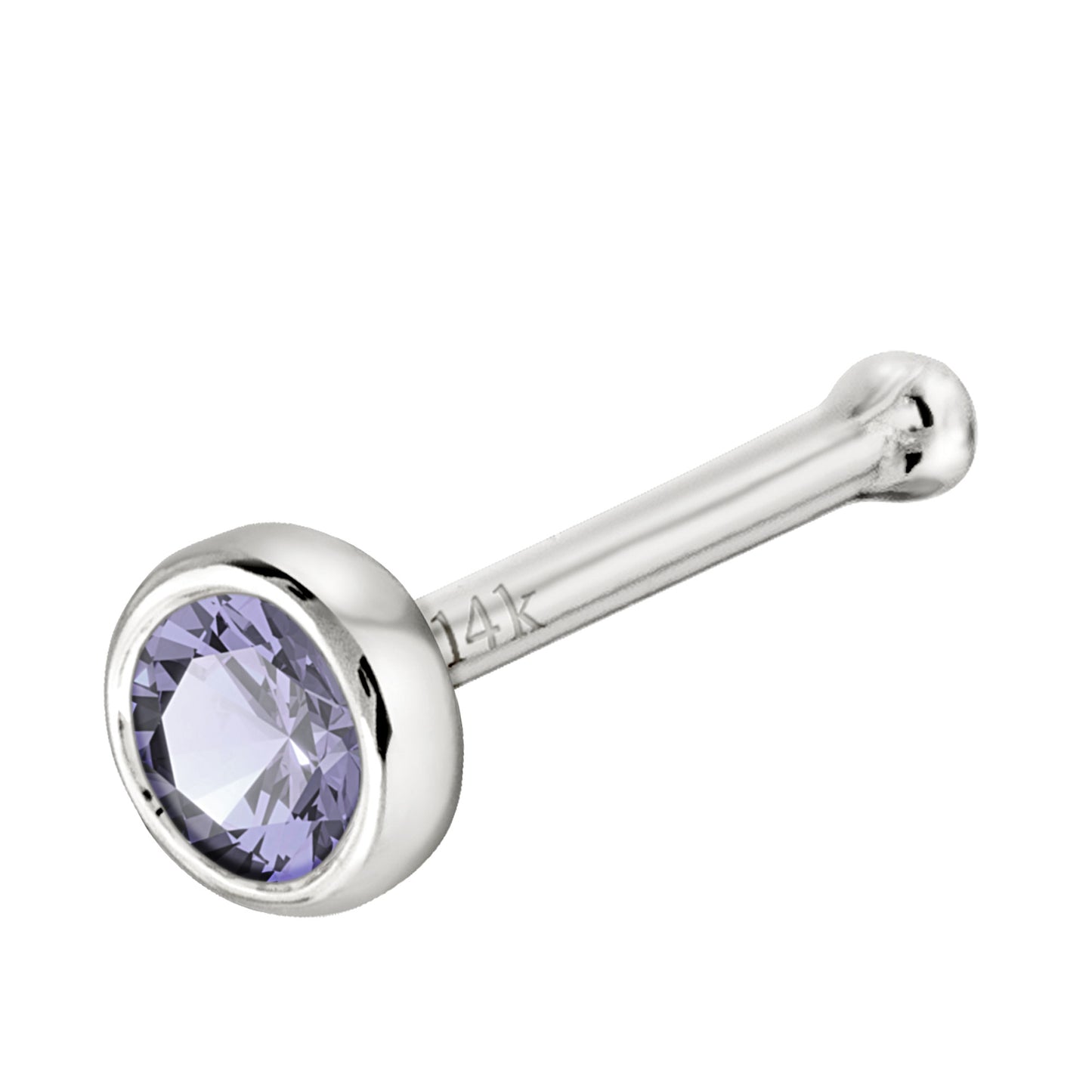 Jewelry Avalanche 22G 14K Gold Bezel-set Tanzanite Ball-end Nose Stud