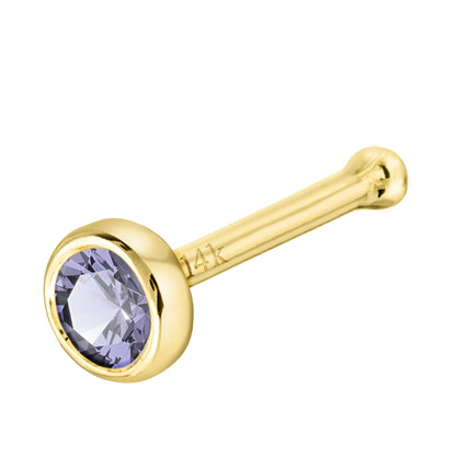 Jewelry Avalanche 22G 14K Gold Bezel-set Tanzanite Ball-end Nose Stud