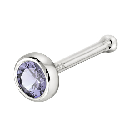 Jewelry Avalanche 22G 14K Gold Bezel-set Tanzanite Ball-end Nose Stud