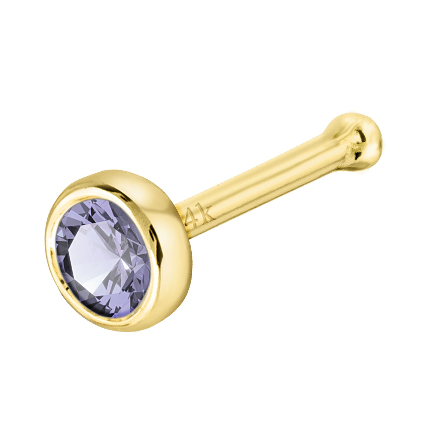 Jewelry Avalanche 22G 14K Gold Bezel-set Tanzanite Ball-end Nose Stud