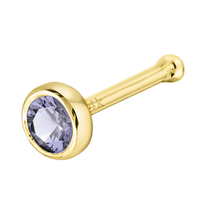 Jewelry Avalanche 22G 14K Gold Bezel-set Tanzanite Ball-end Nose Stud