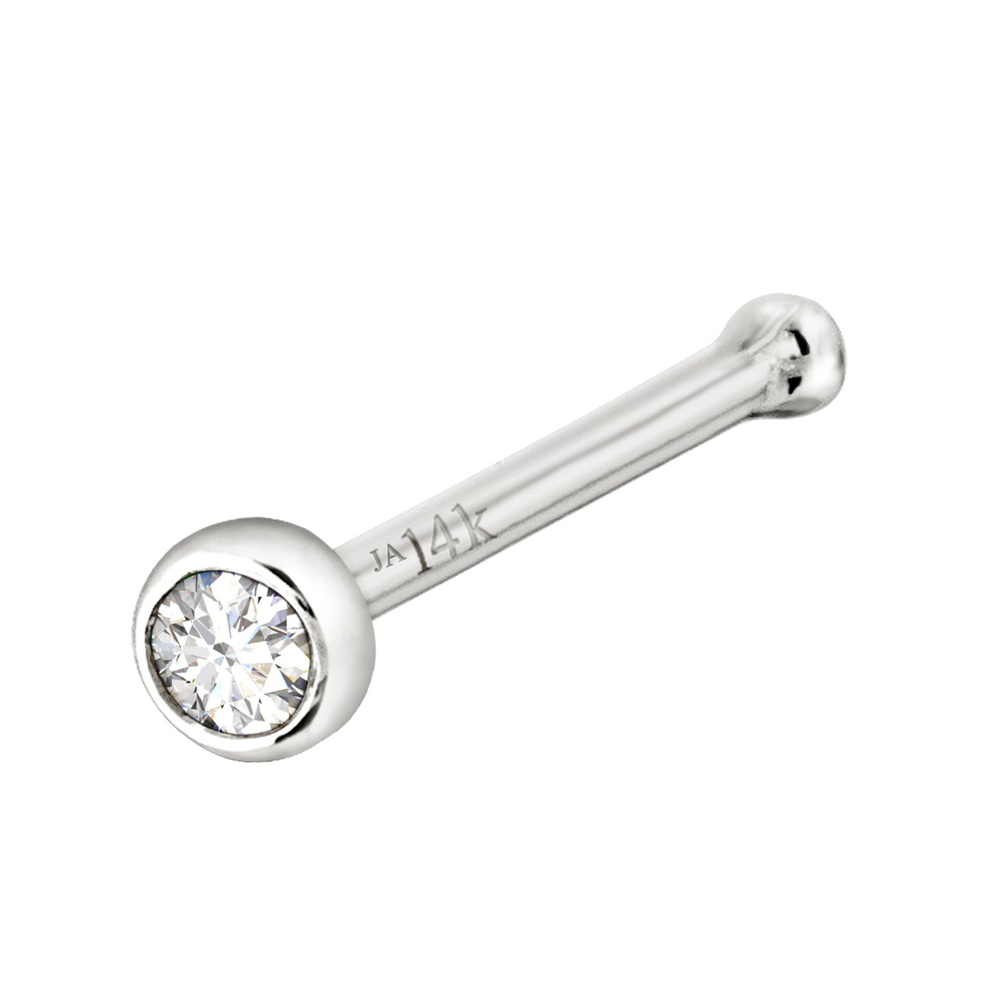 Jewelry Avalanche 22G 14K Gold Bezel-set Diamond Ball-end Nose Stud