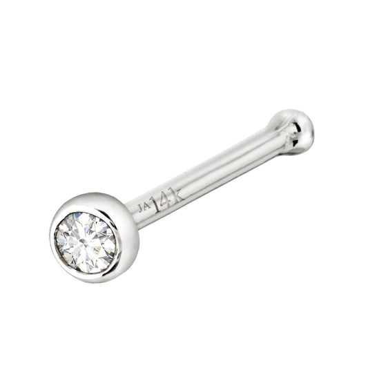 Jewelry Avalanche 22G 14K Gold Bezel-set Diamond Ball-end Nose Stud