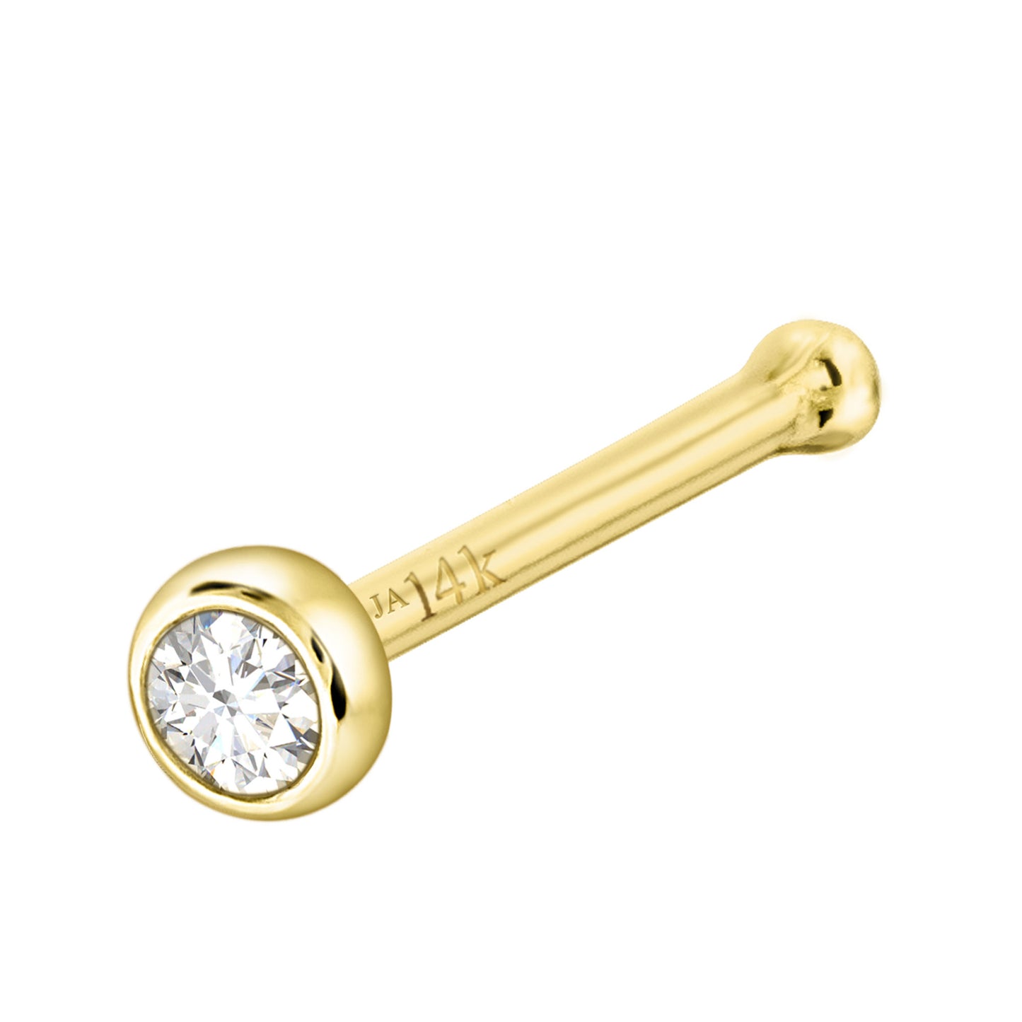 Jewelry Avalanche 22G 14K Gold Bezel-set Diamond Ball-end Nose Stud