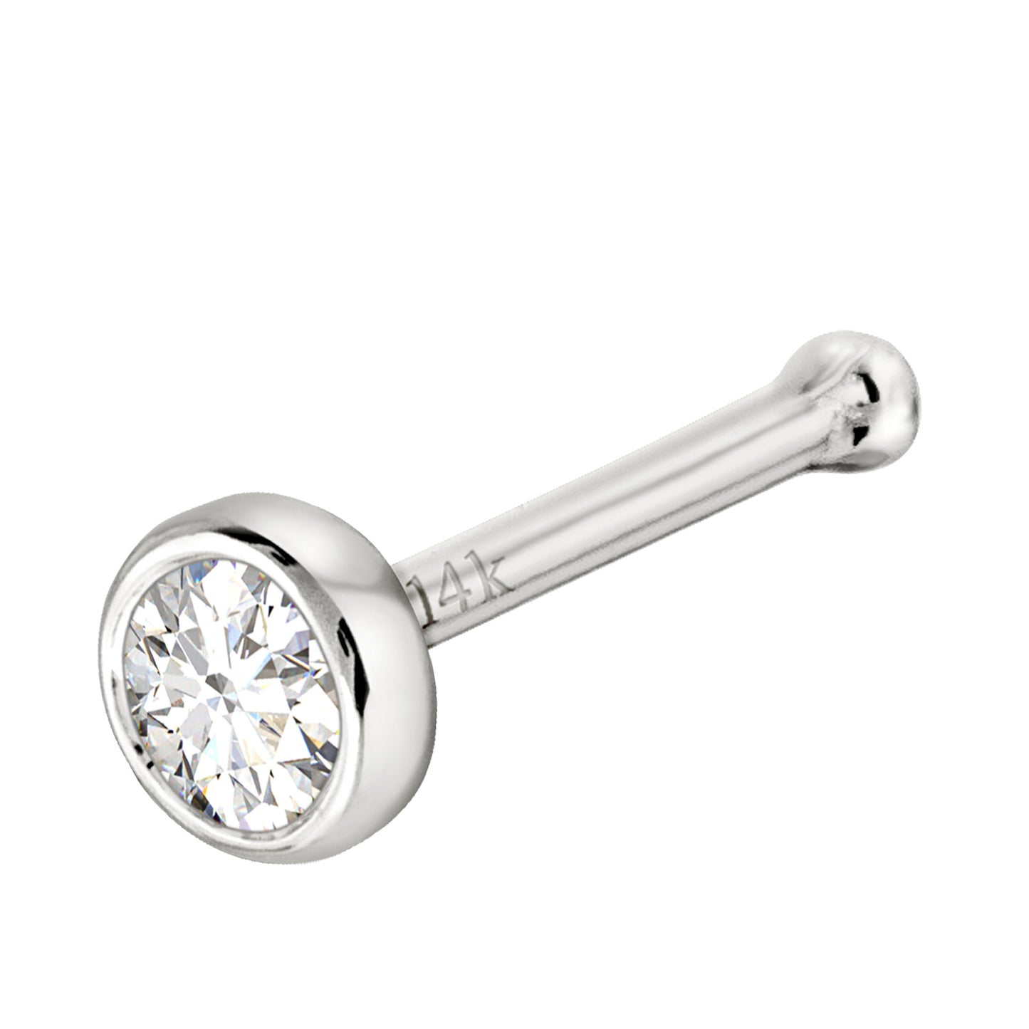 Jewelry Avalanche 22G 14K Gold Bezel-set Diamond Ball-end Nose Stud