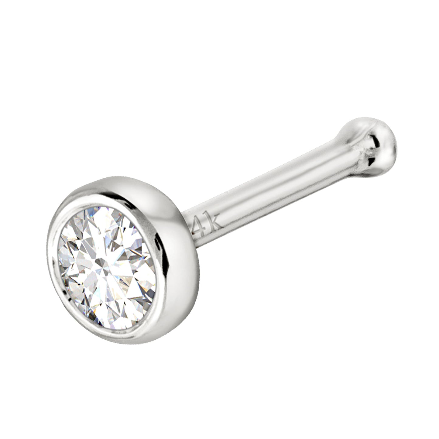 Jewelry Avalanche 22G 14K Gold Bezel-set Diamond Ball-end Nose Stud